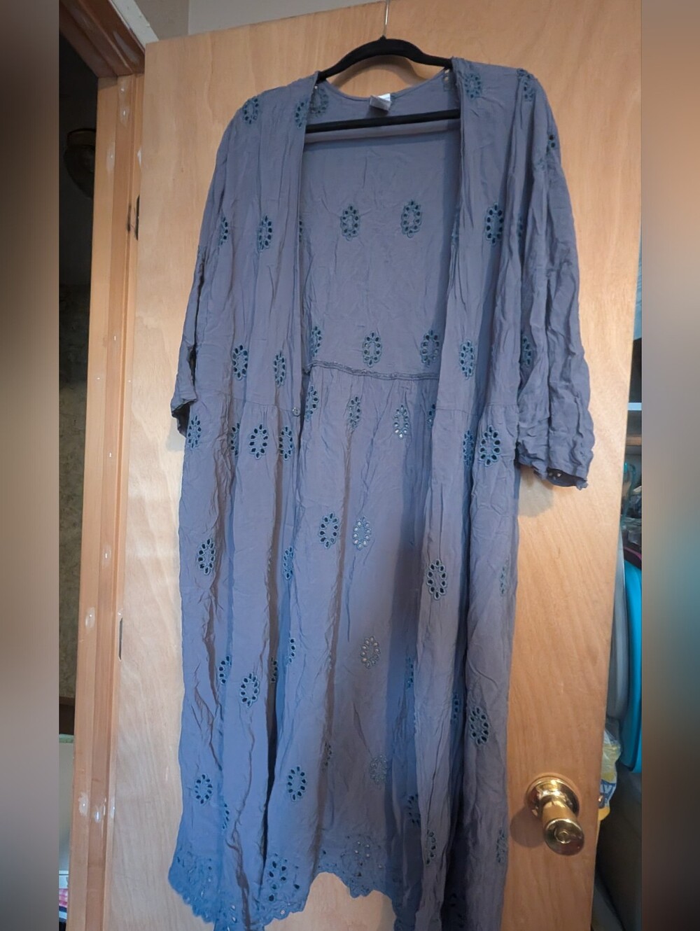 Womens Blue Eyelet Coverup